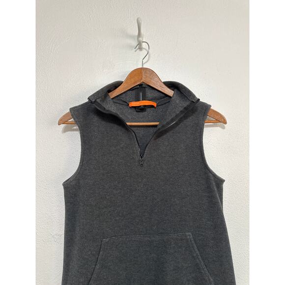Cynthia Steffe Fleece Dress M Grey 1/4 Zip Kangaroo Pocket Sporty Athletic - Picture 2 of 12